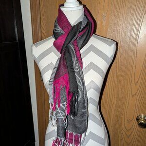 Black, Grey, Pink Cashmere scarf, brand unknown